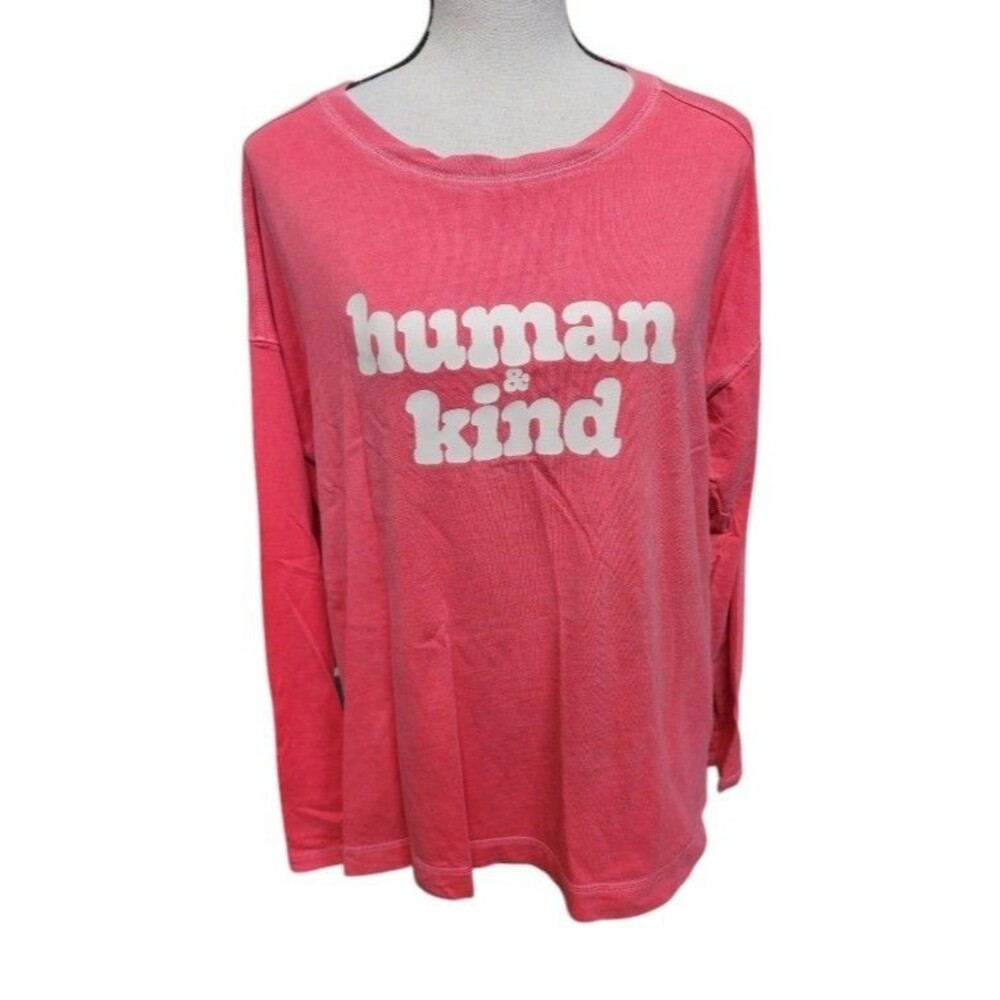 Old Navy 'Human Kind' Long Sleeve Tee Coral Size Large